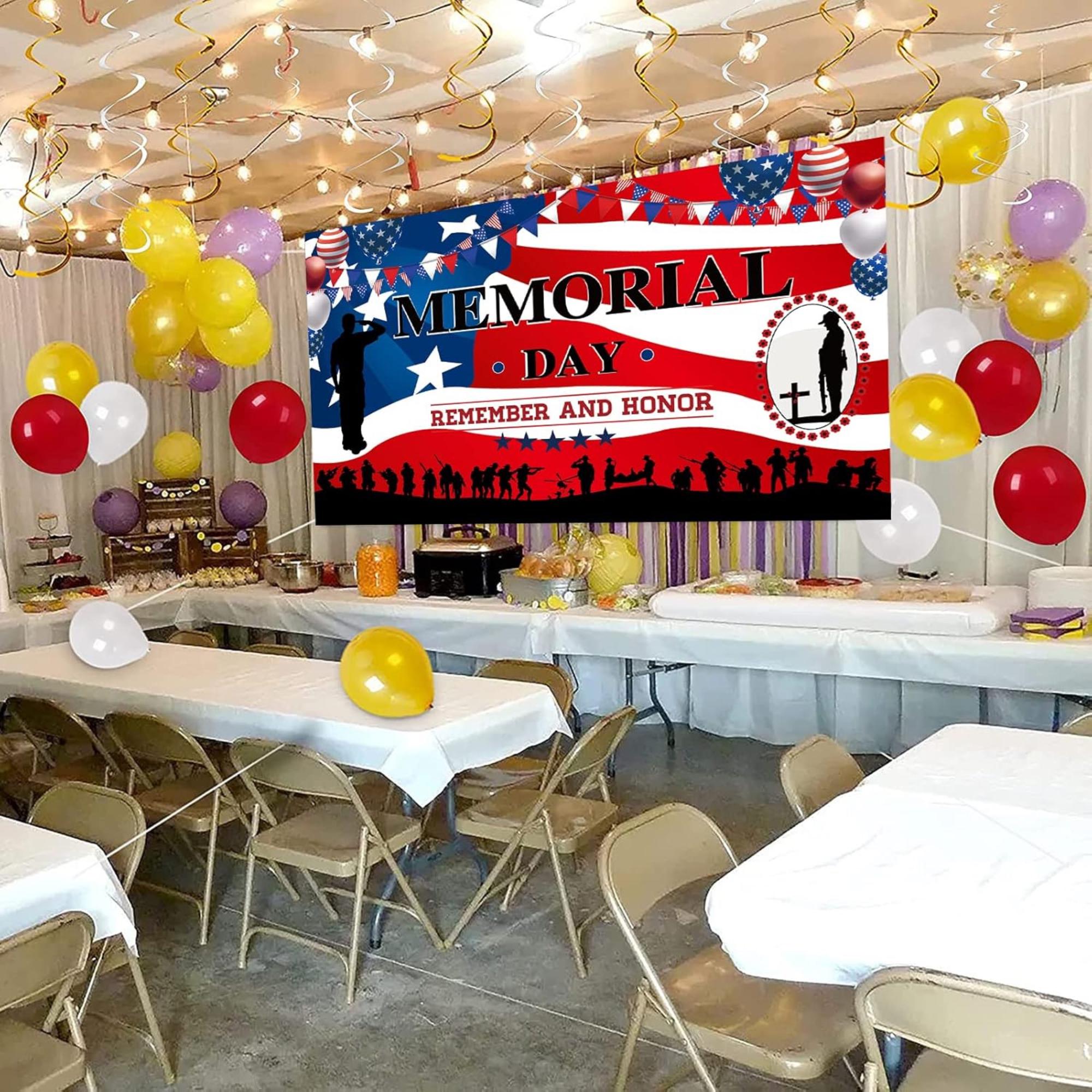 Patriotic Memorial Day Banner: Remember and Honor USA Wall Decor