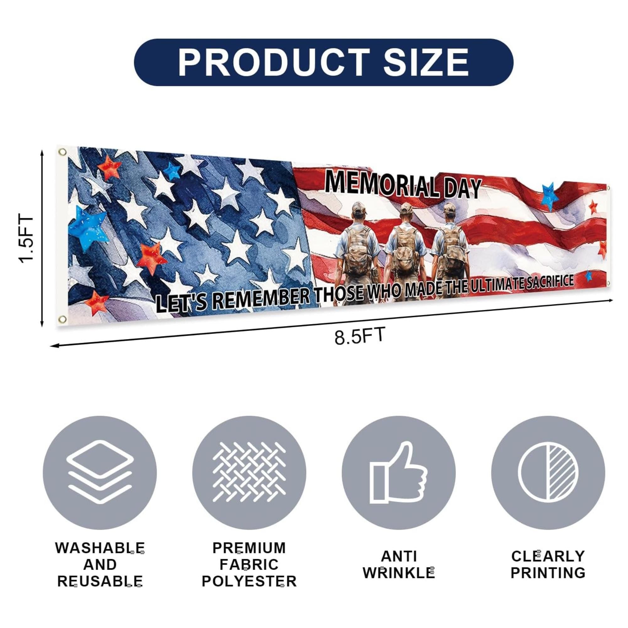 Patriotic Memorial Day Banner: Stars and Stripes Burlap Porch Decor