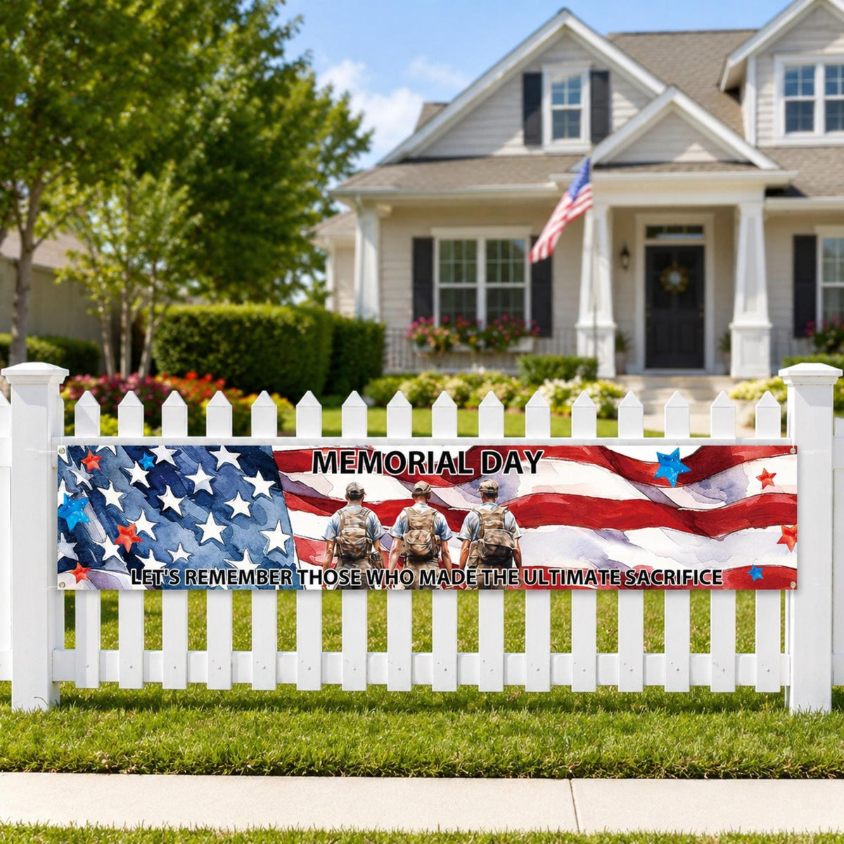 Patriotic Memorial Day Banner: Stars and Stripes Burlap Porch Decor