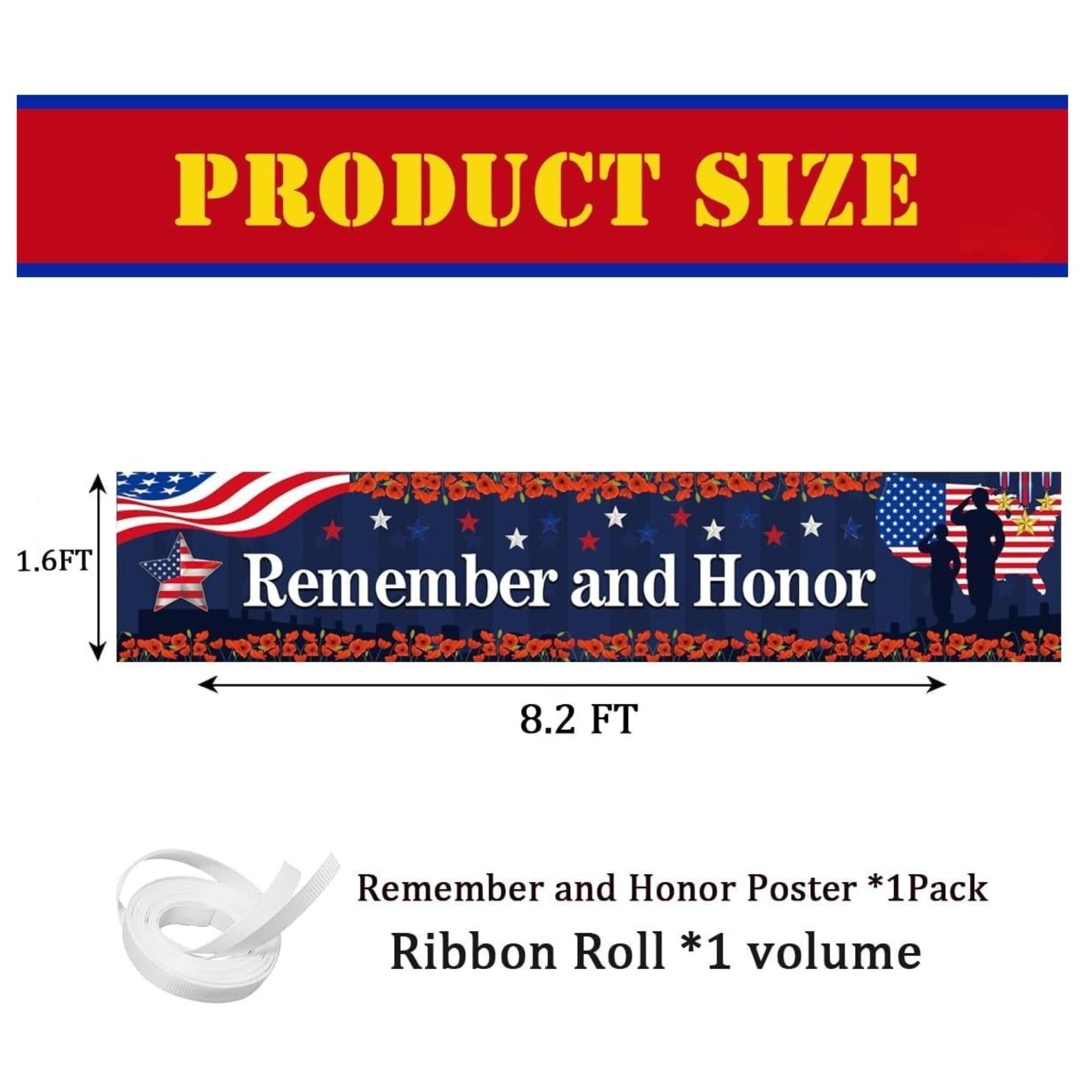 Patriotic Memorial Day Banner: Remember and Honor Veterans, Red White Blue Outdoor Decor
