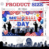 Memorial Day Remember Honor Banner: Patriotic Red White Blue Party Backdrop