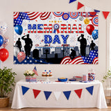 Memorial Day Remember Honor Banner: Patriotic Red White Blue Party Backdrop