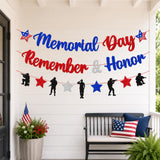 Glitter Memorial Day Banner: Red, Blue, Silver Patriotic Military Theme