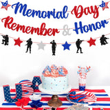 Glitter Memorial Day Banner: Red, Blue, Silver Patriotic Military Theme