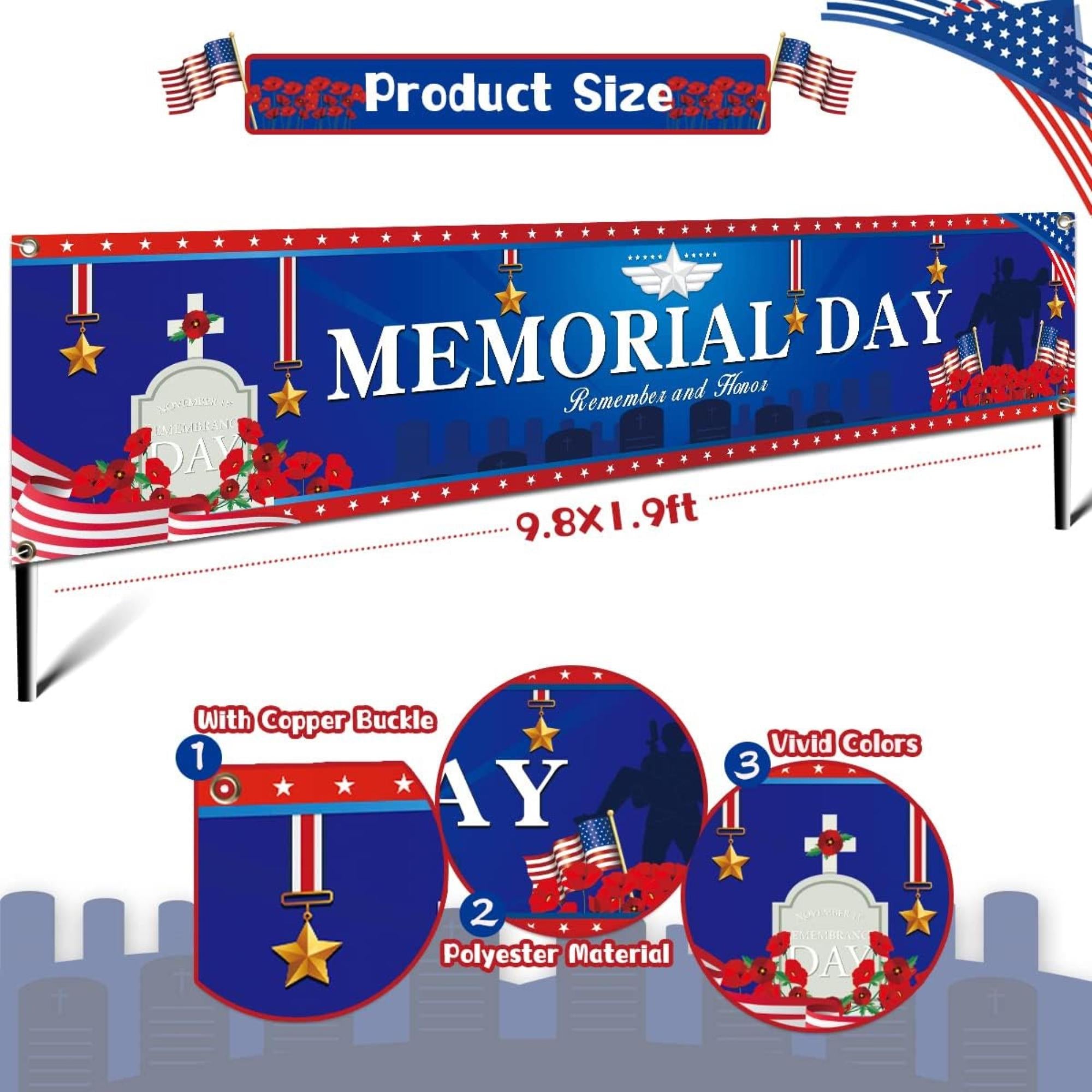Memorial Day Banner: Remember and Honor Patriotic Yard Decoration