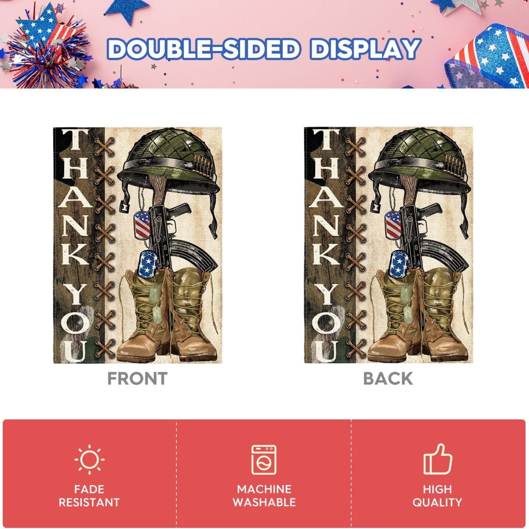 Thank You Heroes Military Boots Flag – Patriotic Veteran Outdoor Decor