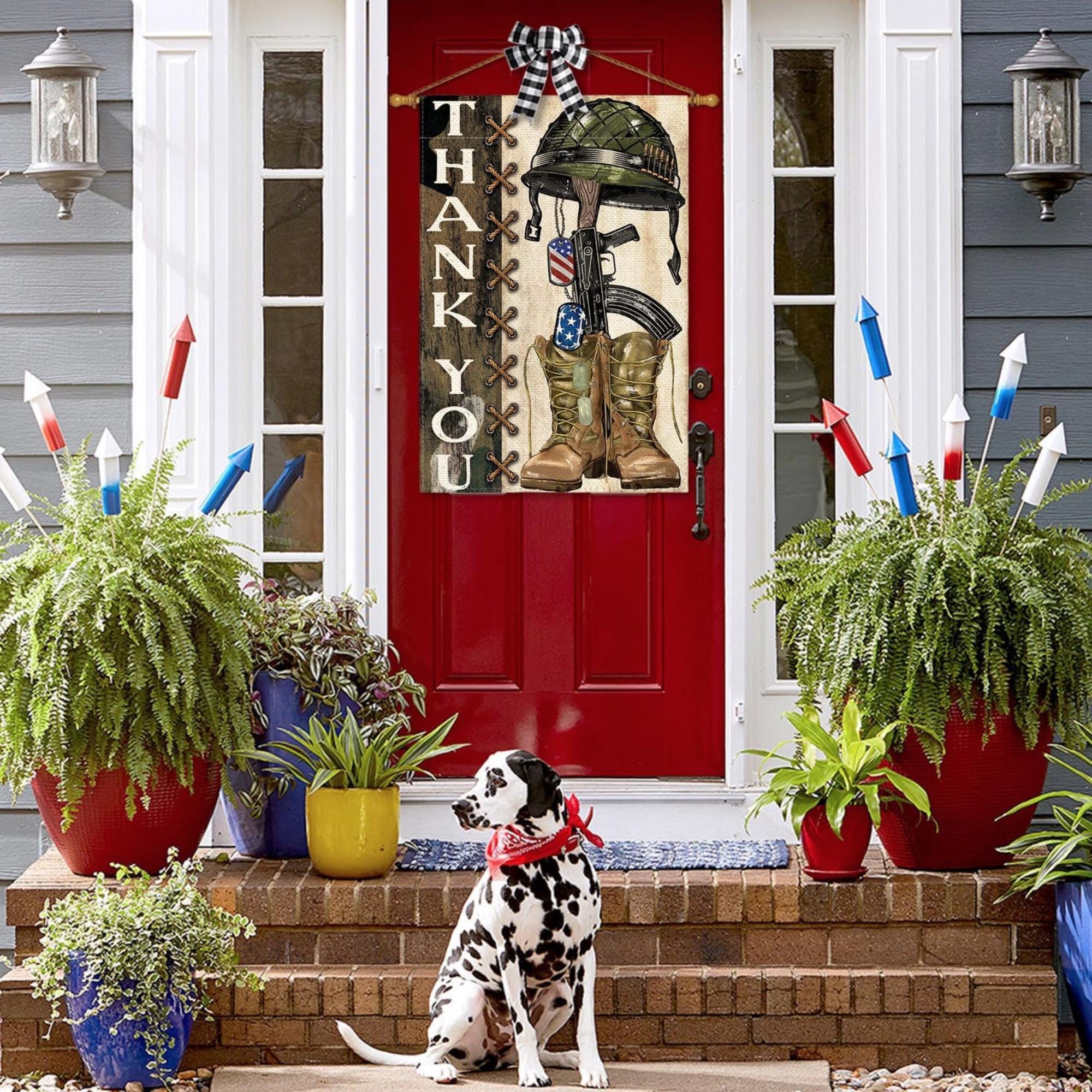 Thank You Heroes Military Boots Flag – Patriotic Veteran Outdoor Decor