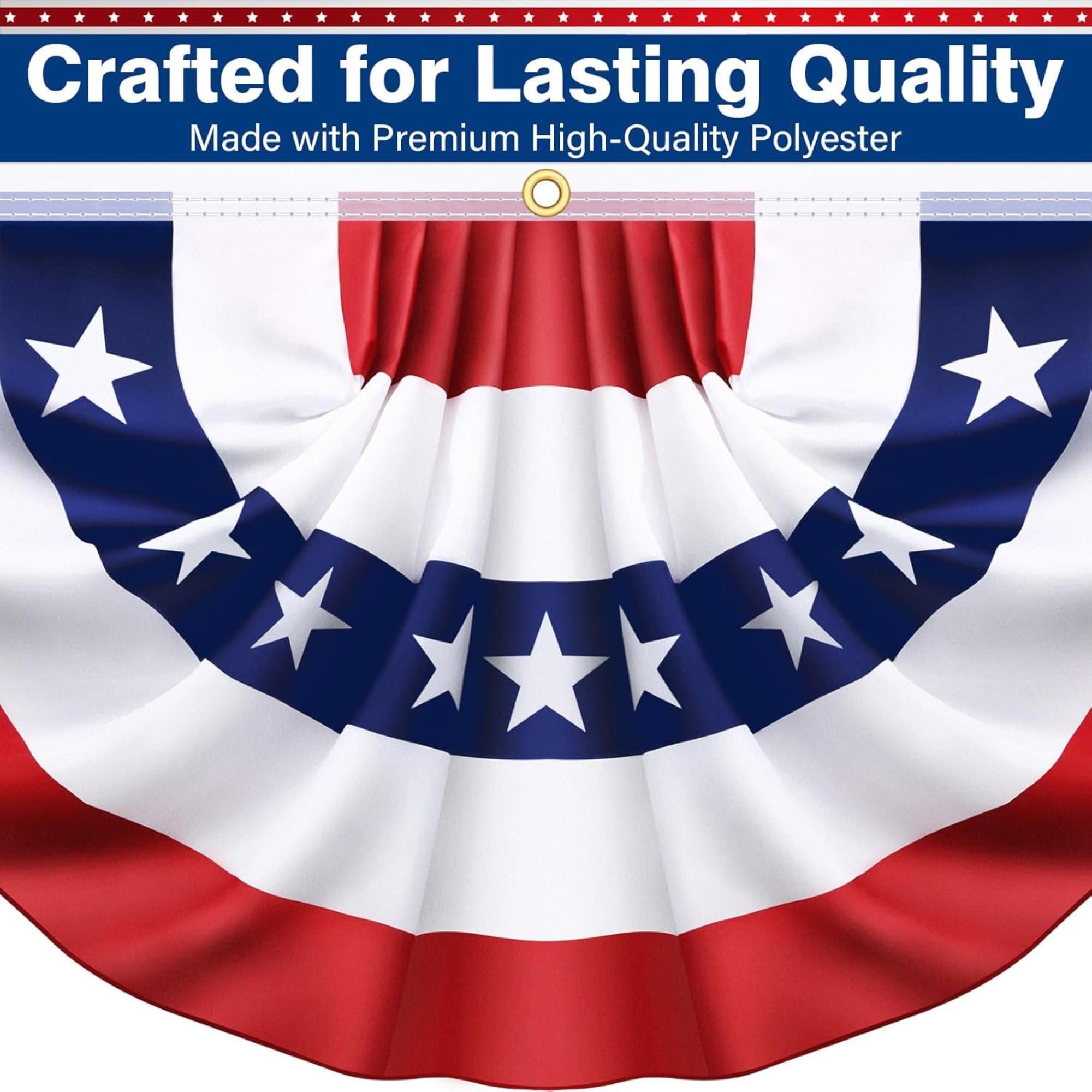 Pleated American Fan Flags: Red White Blue Patriotic Bunting for 4th July Decorations
