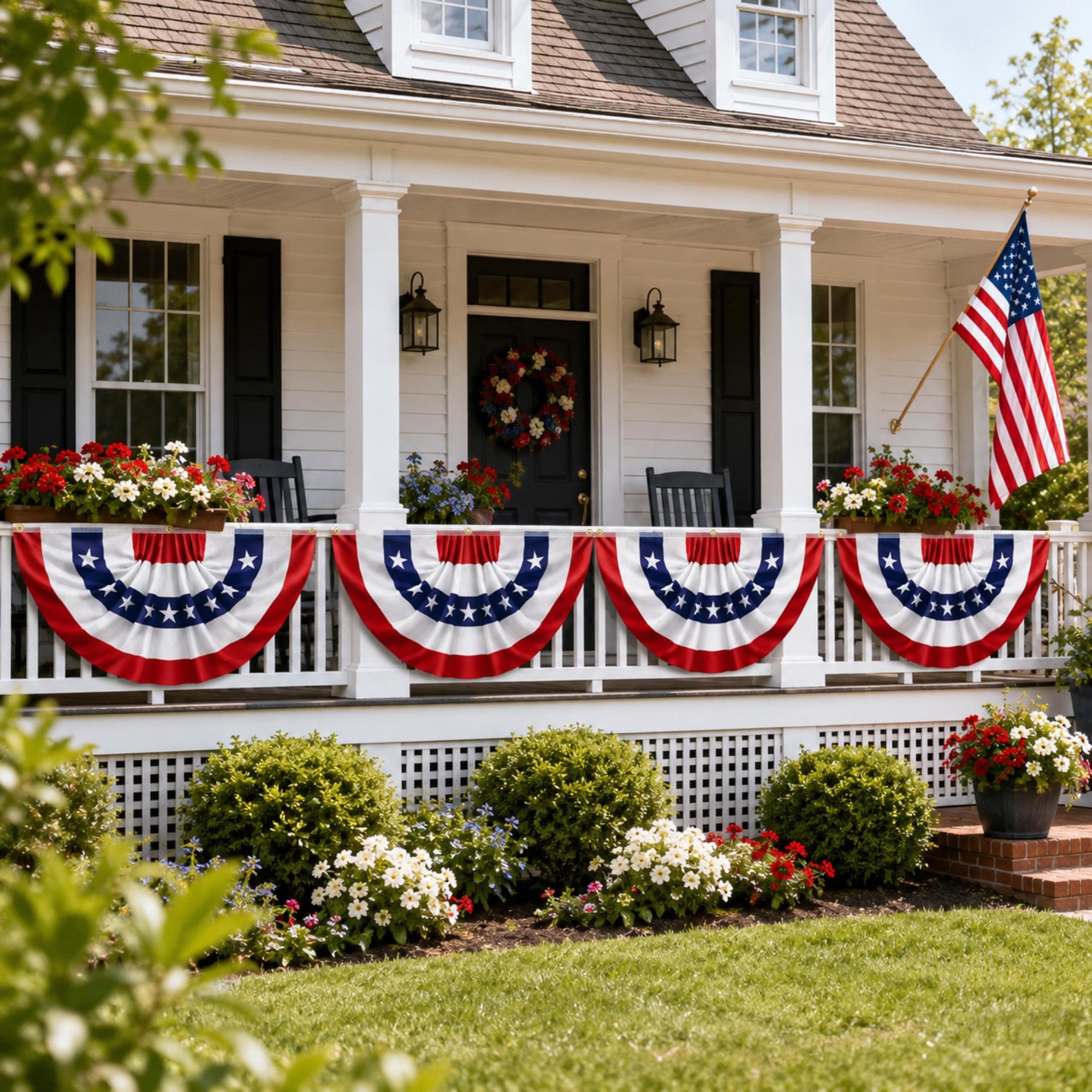 Pleated American Fan Flags: Red White Blue Patriotic Bunting for 4th July Decorations