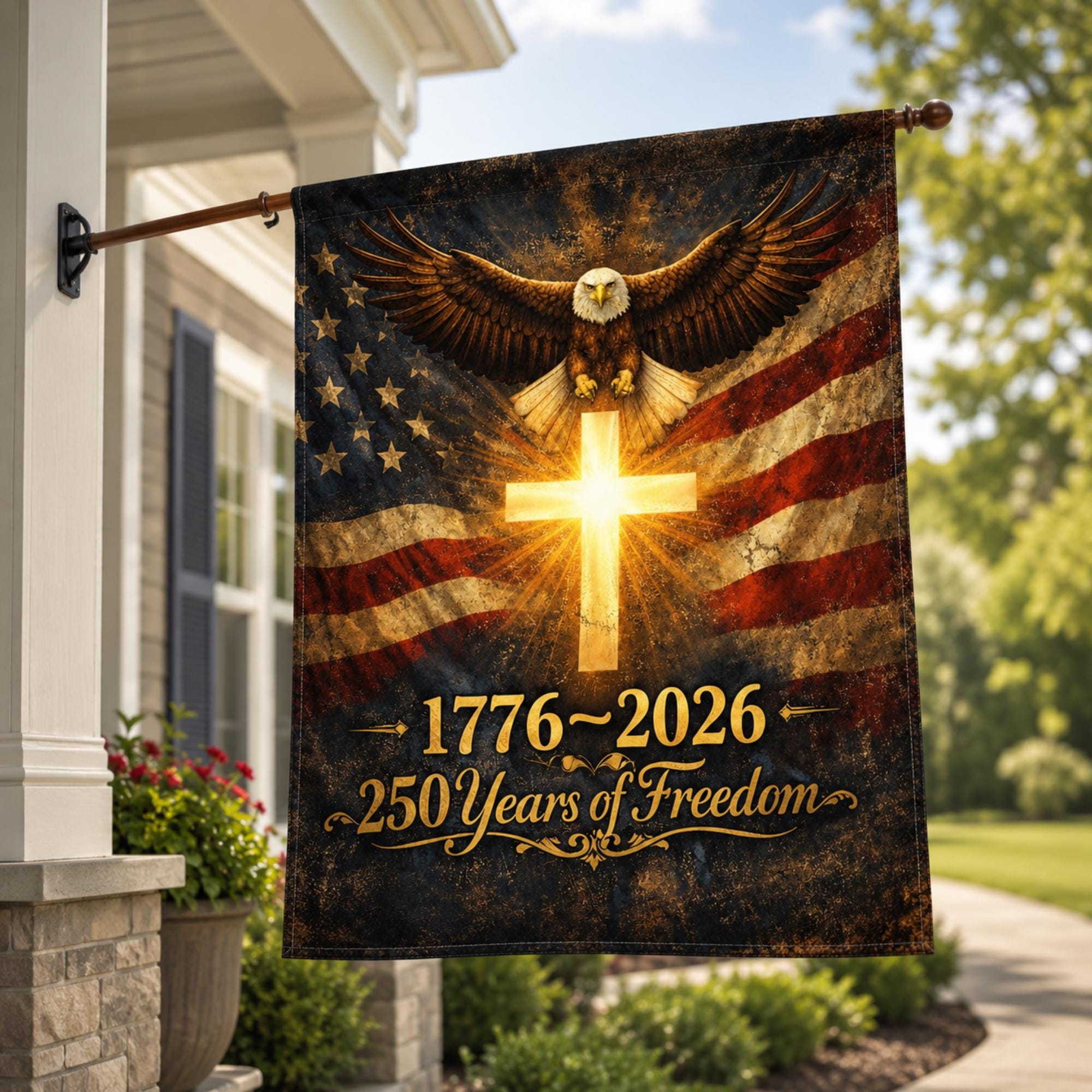250th Anniversary USA Flag Double Sided Patriotic Outdoor Banner We The People 1776 2026 Decor
