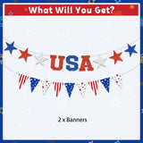 4th Of July Triangle Banner Patriotic USA Garland Memorial Day Independence Day Party Decor