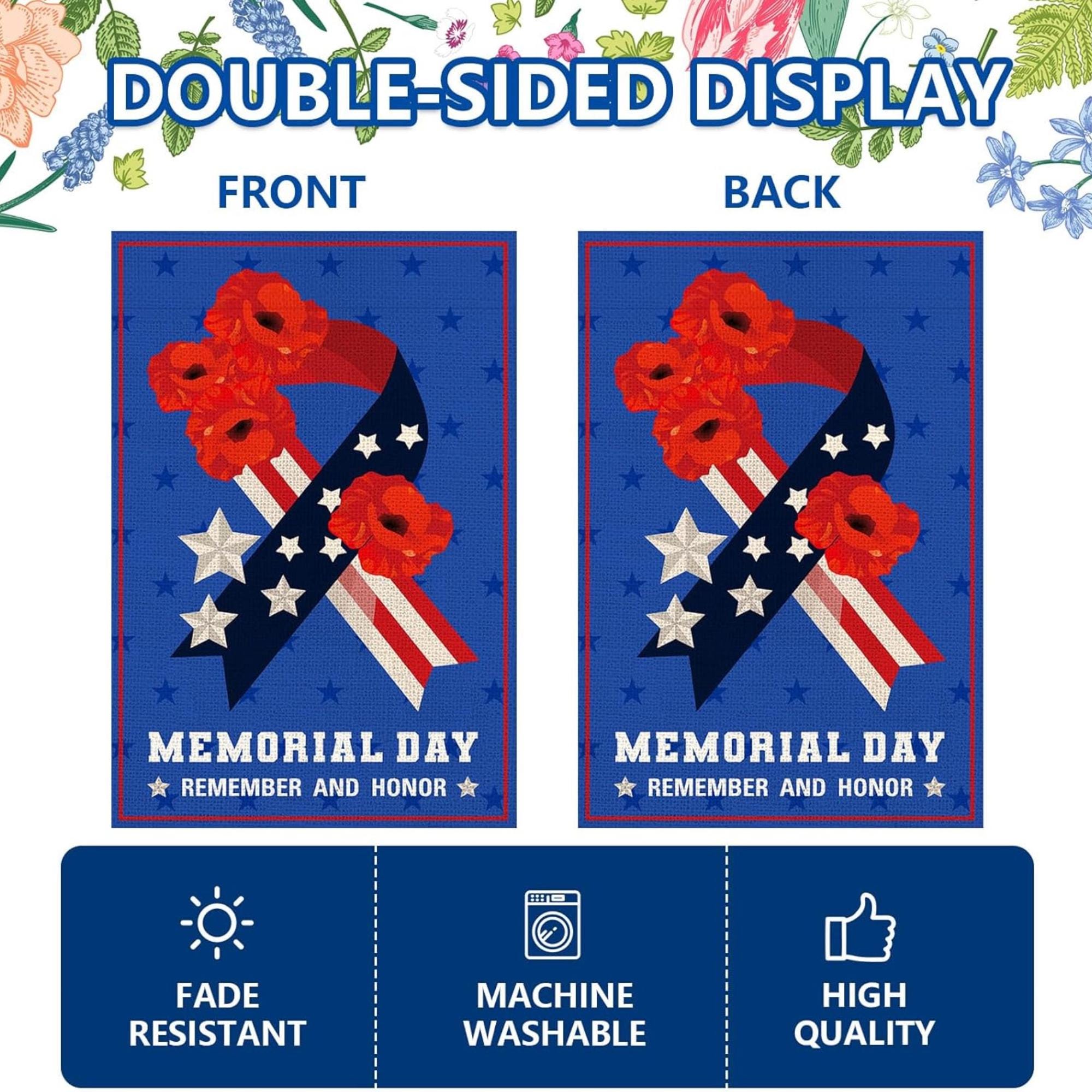 Memorial Day Garden Flag Double Sided Burlap Patriotic Yard Decoration Outdoor American Decor