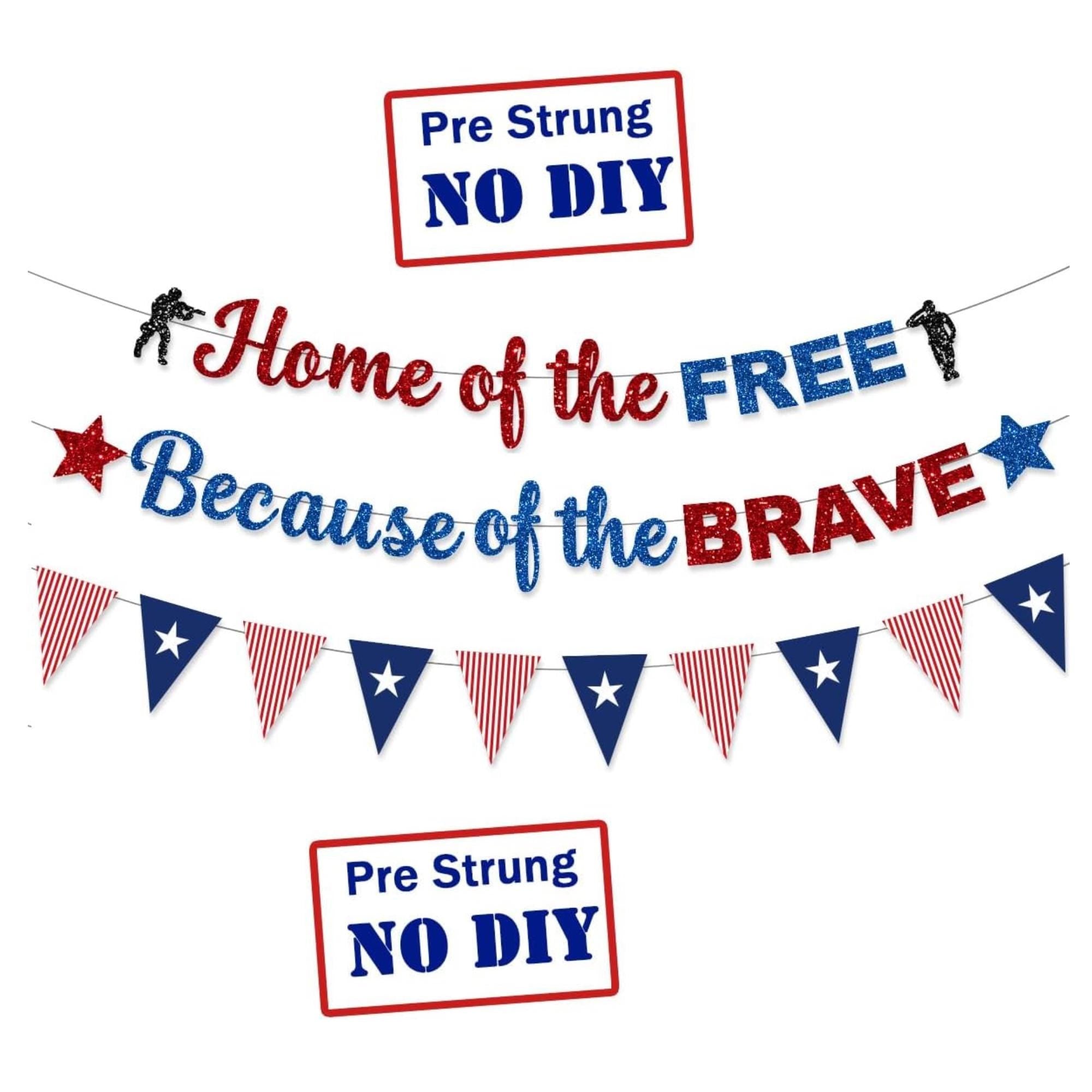 Thank You Veterans Banner Patriotic Glitter Garland Memorial Day 4th Of July Party Decorations