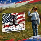 Patriotic Soldier Boots Yard Sign: Home of the Free Because of the Brave Memorial Day Decor