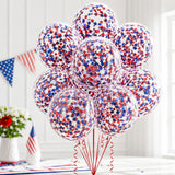 Star Confetti Balloons Red Blue Clear Latex Balloons 4th Of July Patriotic Party Decorations