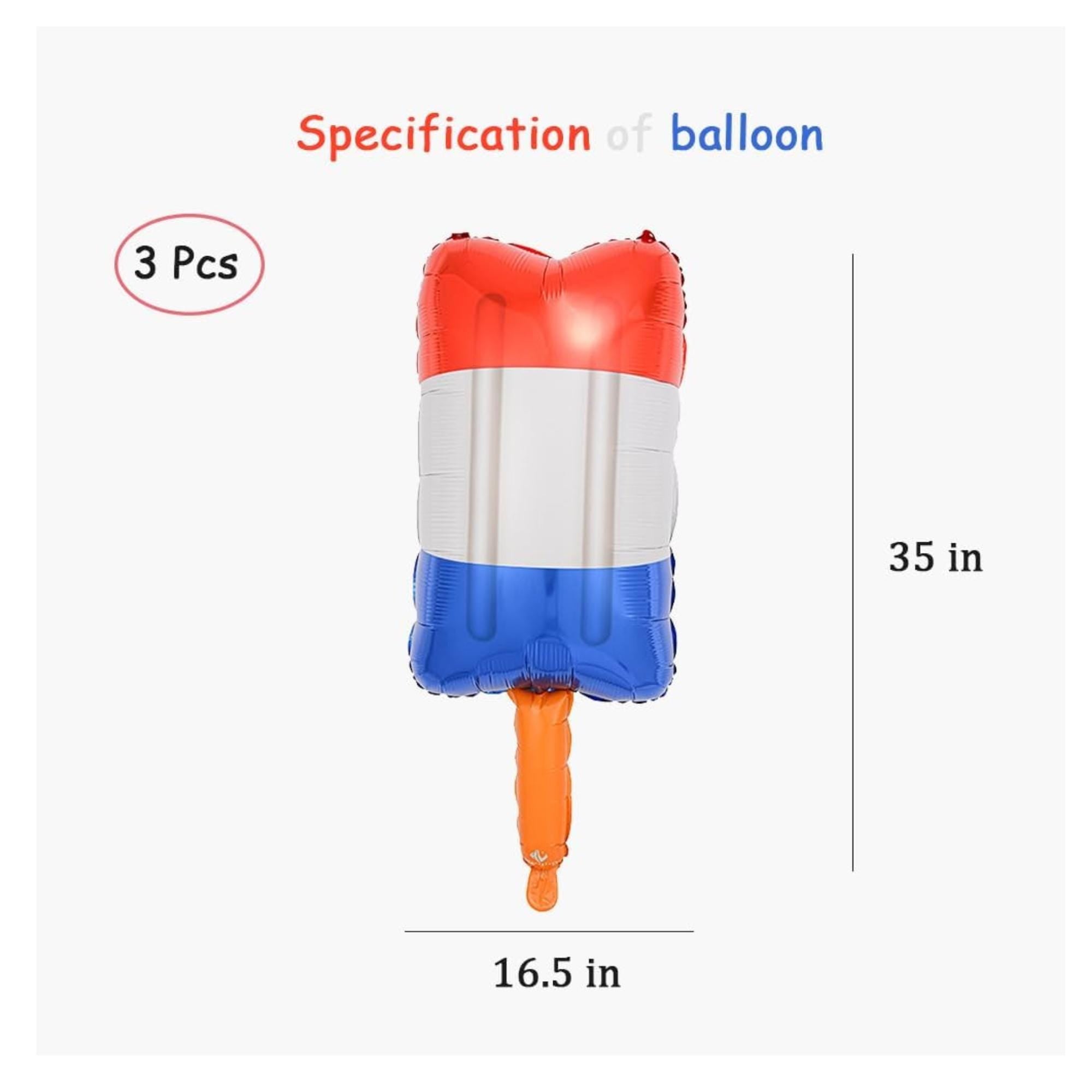 Patriotic Popsicle Foil Balloons Red White Blue 4th Of July Memorial Day Party Decor