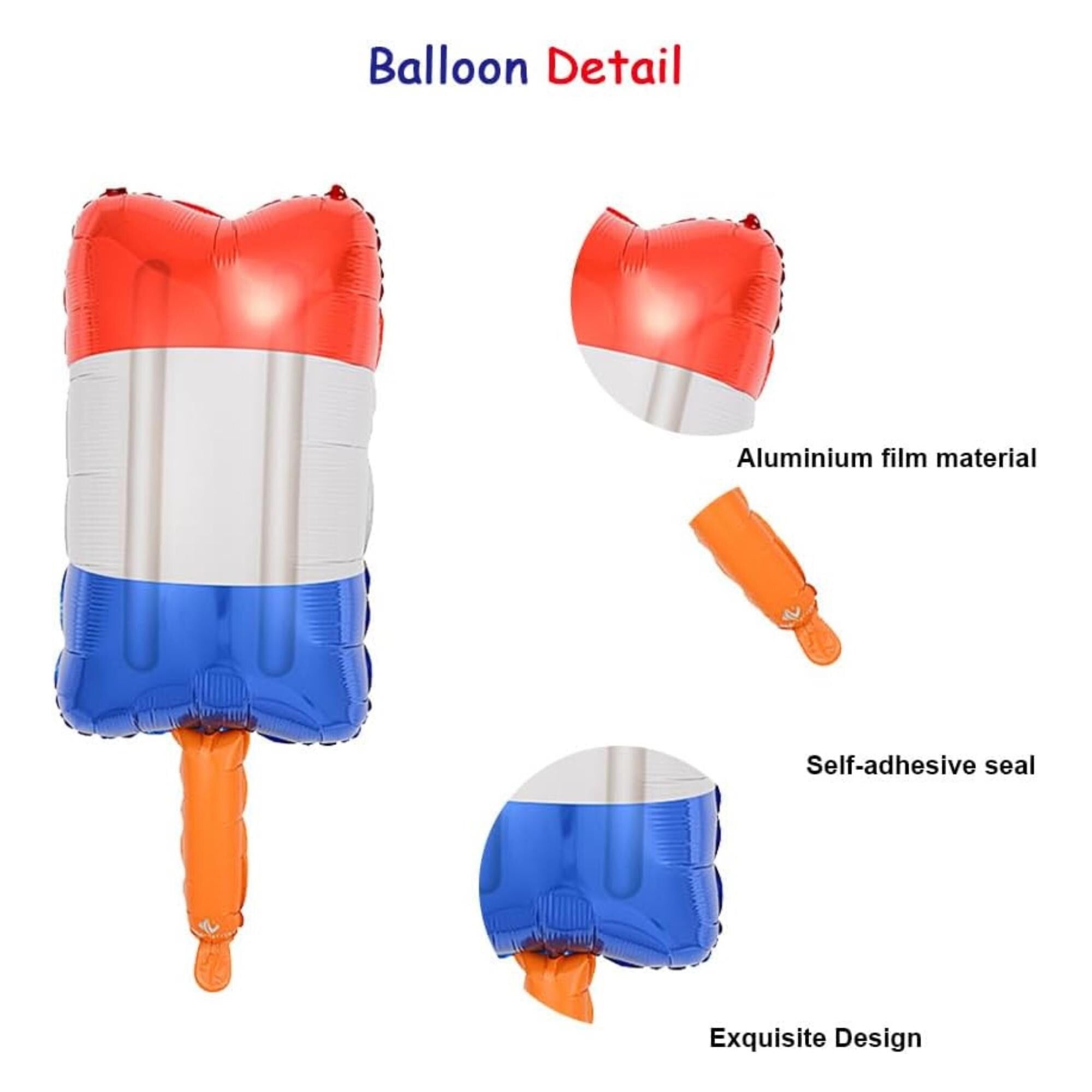 Patriotic Popsicle Foil Balloons Red White Blue 4th Of July Memorial Day Party Decor