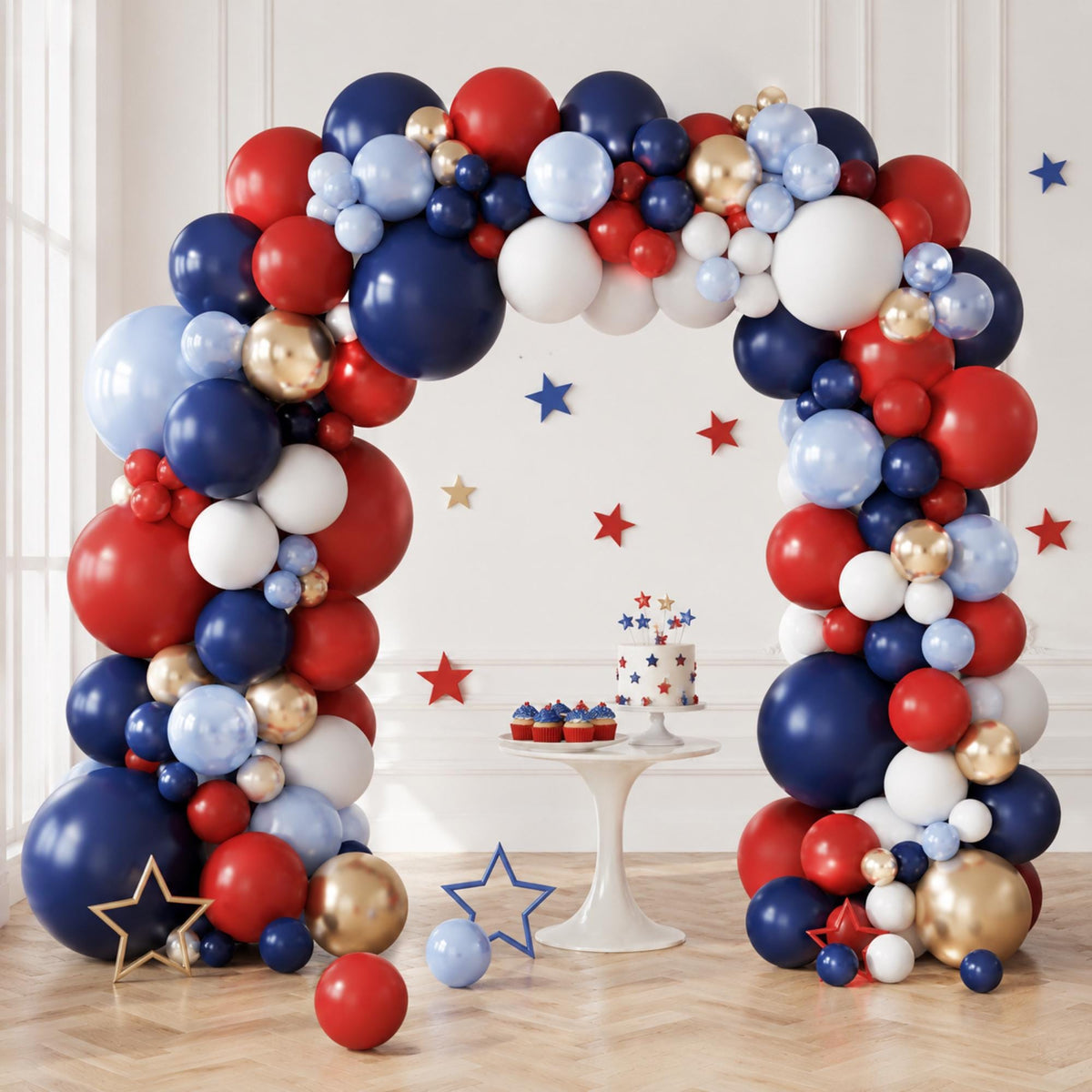 Patriotic Balloon Garland Kit Red White Blue 4th Of July Memorial Day Party Decorations