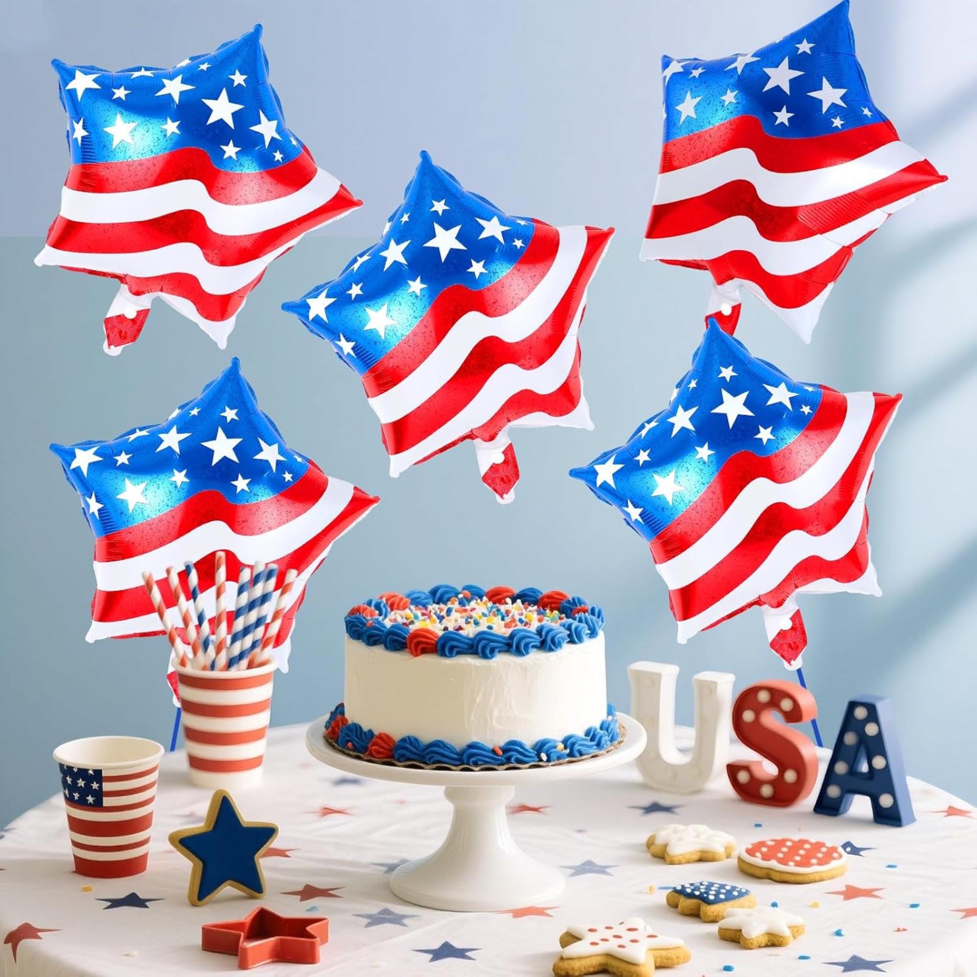 American Flag Star Foil Balloons Patriotic 4th Of July Memorial Day Party Decorations