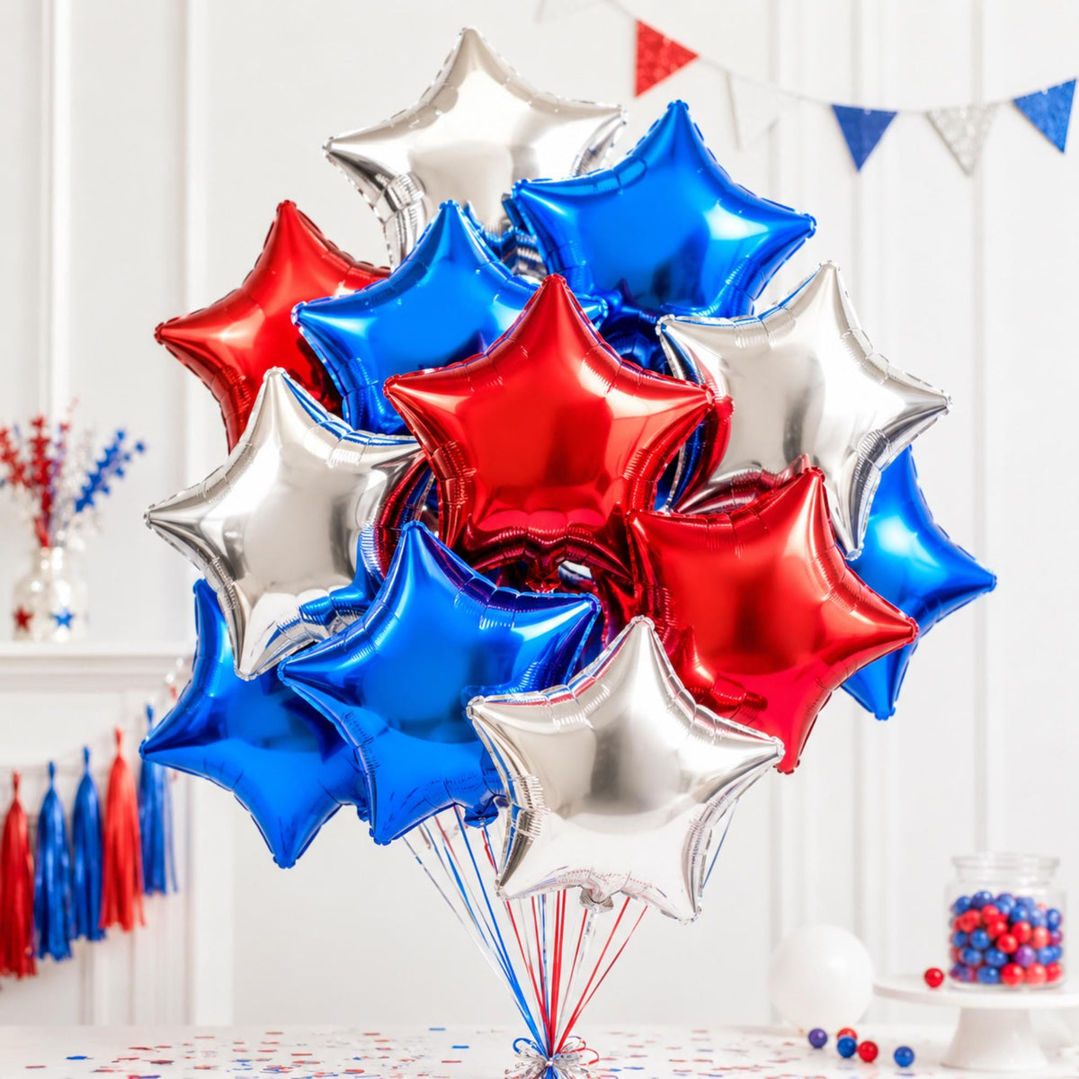 Red White Blue Star Foil Balloons Patriotic 4th Of July Independence Day Party Decor