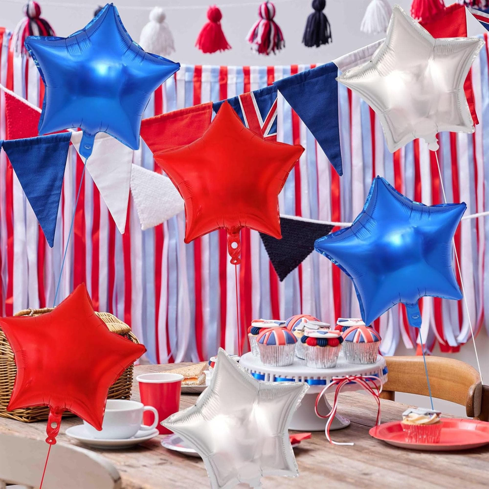 Red White Blue Star Foil Balloons Patriotic 4th Of July USA Party Decorations