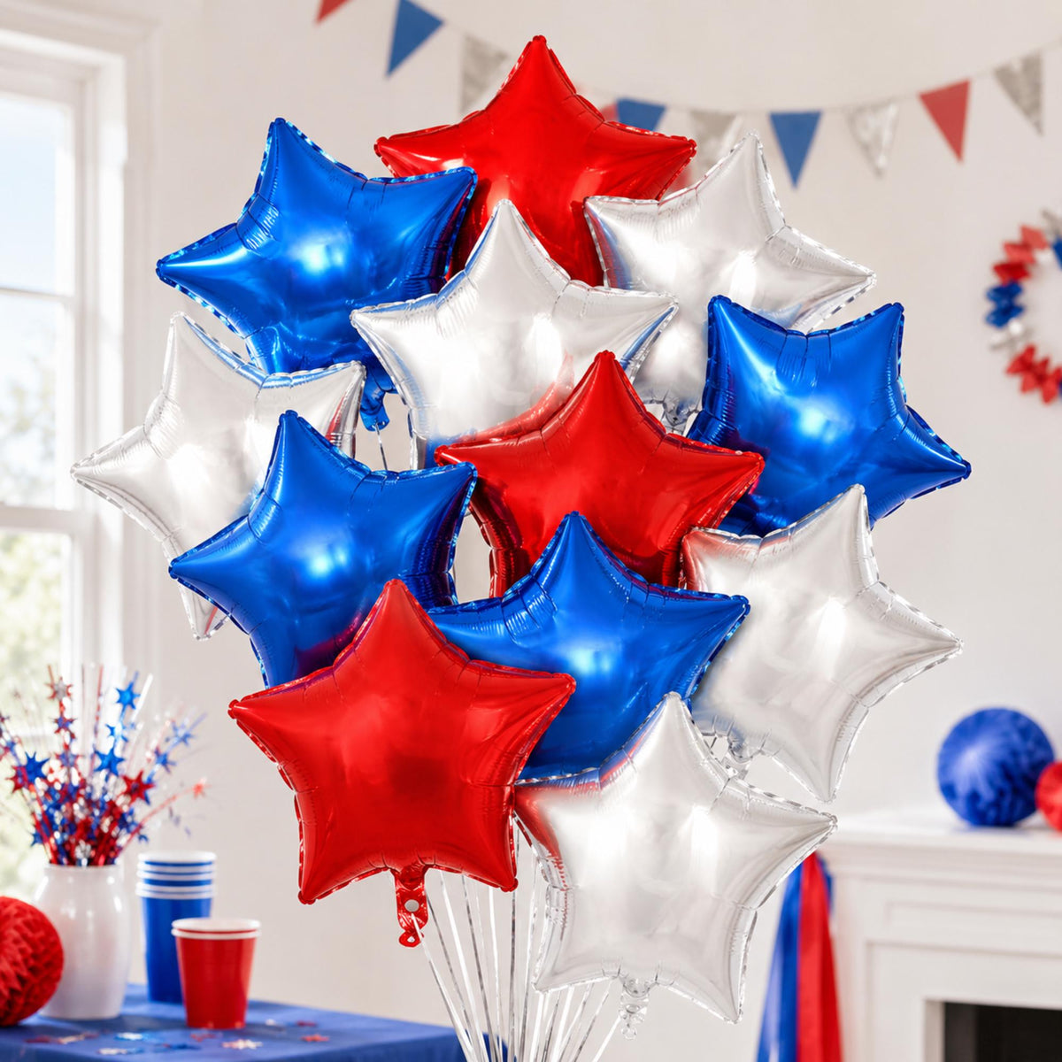 Red White Blue Star Foil Balloons Patriotic 4th Of July USA Party Decorations