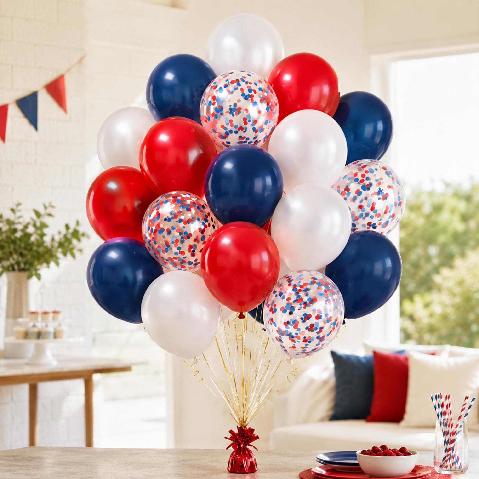 Patriotic Confetti Balloons Red White Blue 4th Of July Party Decorations