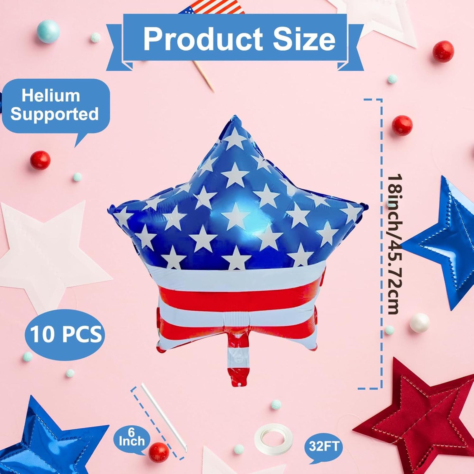 American Flag Star Foil Balloons Patriotic 4th Of July USA Party Decorations