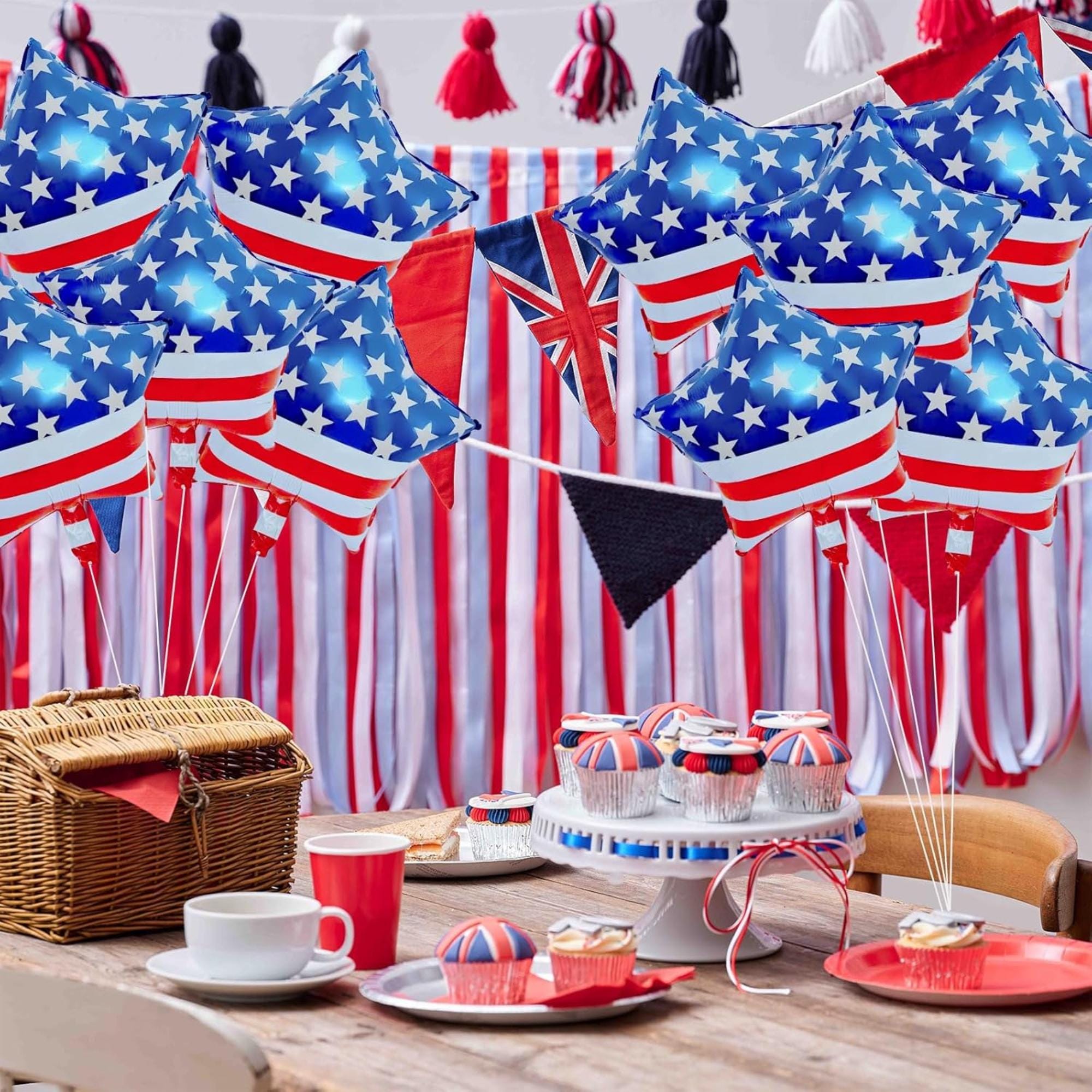 American Flag Star Foil Balloons Patriotic 4th Of July USA Party Decorations