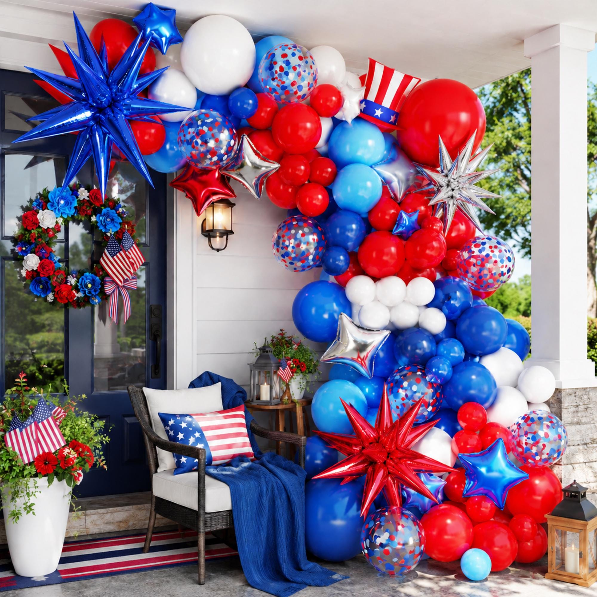 Patriotic Balloon Garland Arch Kit Red White Blue 4th Of July Party Decorations