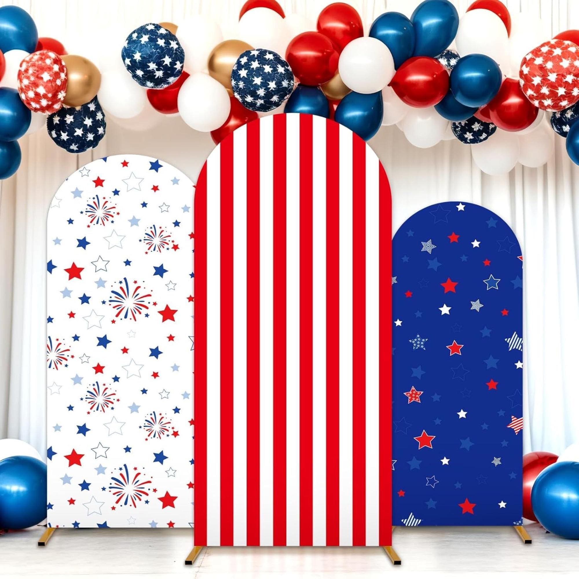 American Flag Arch Cover Backdrop Red White Blue Patriotic Party Decorations
