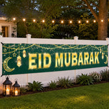 Large Green Eid Mubarak Yard Banner Islamic Home Party Decorations