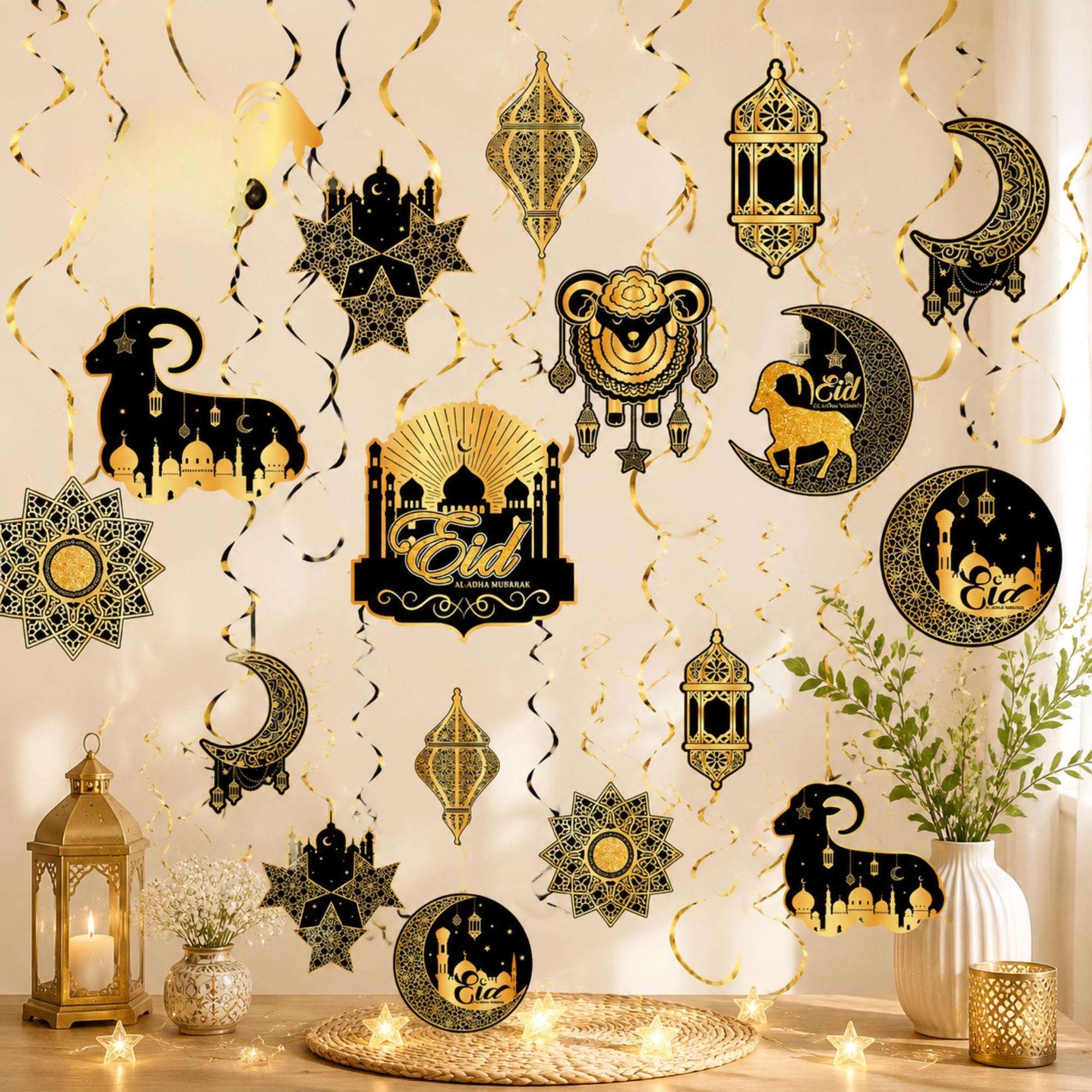 Eid Al Adha Hanging Swirls Eid Mubarak Ramadan Party Ceiling Decorations