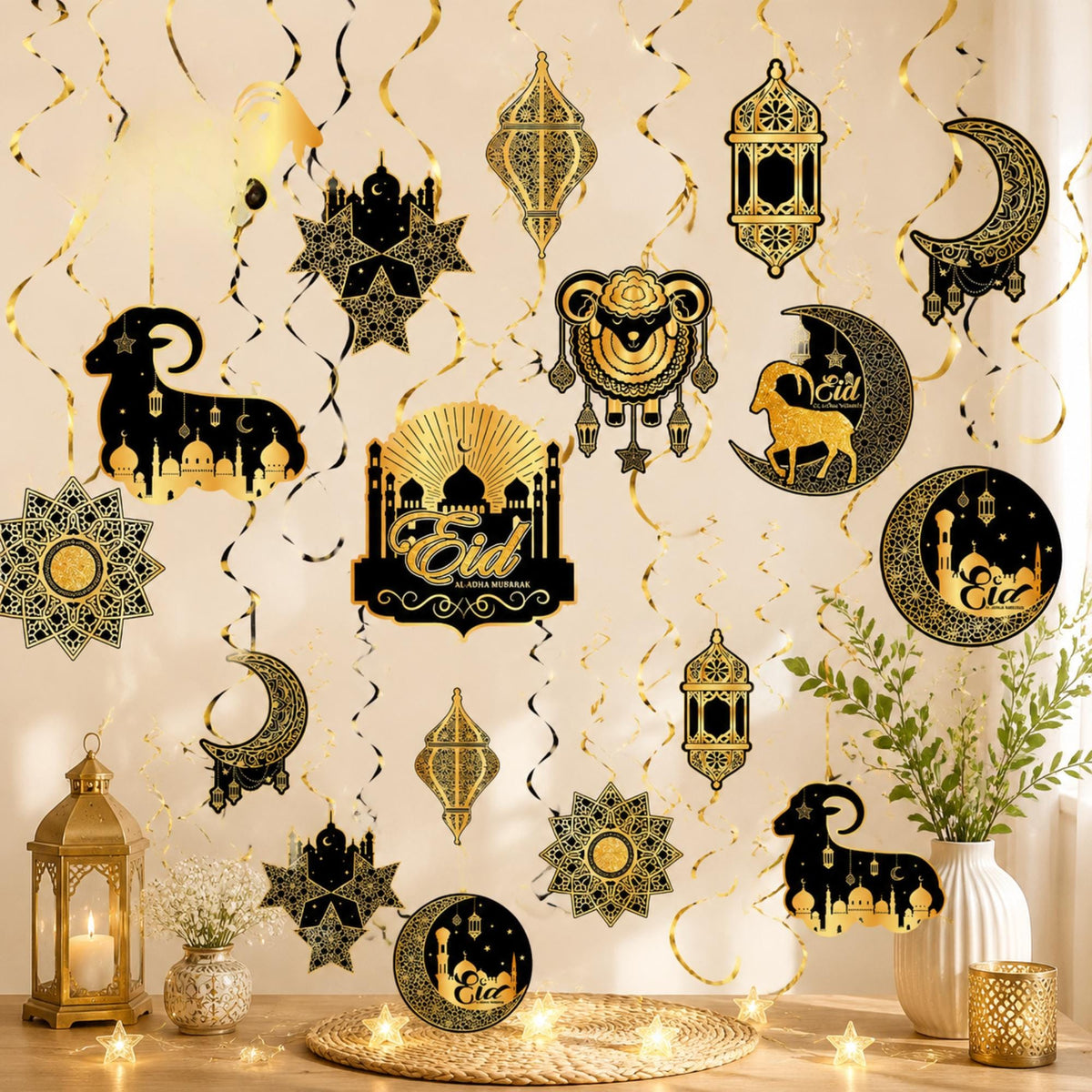 Eid Al Adha Hanging Swirls Eid Mubarak Ramadan Party Ceiling Decorations