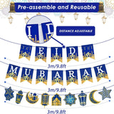 Eid Mubarak Bunting Banner Moon Star Garland Islamic Party Decorations