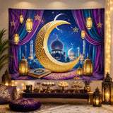 Purple Eid Mubarak Photography Backdrop Islamic Party Banner Decorations