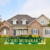 Large Green Eid Mubarak Banner Islamic Outdoor Home Decorations