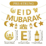 Gold Glitter Eid Mubarak Banner Moon Star Mosque Islamic Decorations