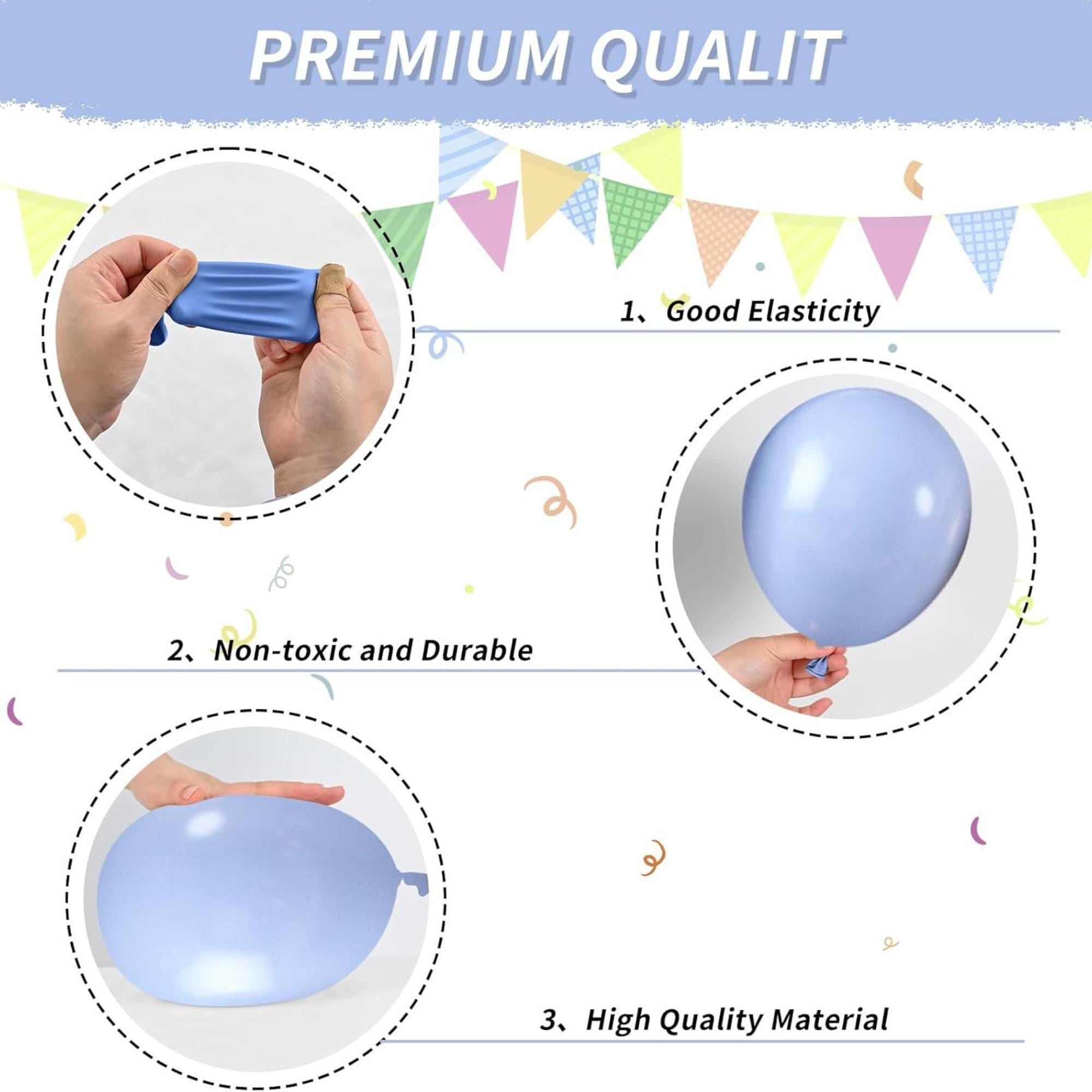 Royal Blue Gold White Balloons | Confetti, Macaron Latex Party Decor