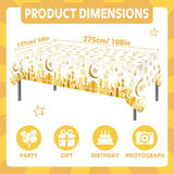 Eid Mubarak Tablecloth Set | Gold Crescent Moon Mosque Design (2 Pcs, 54x108 Inch)