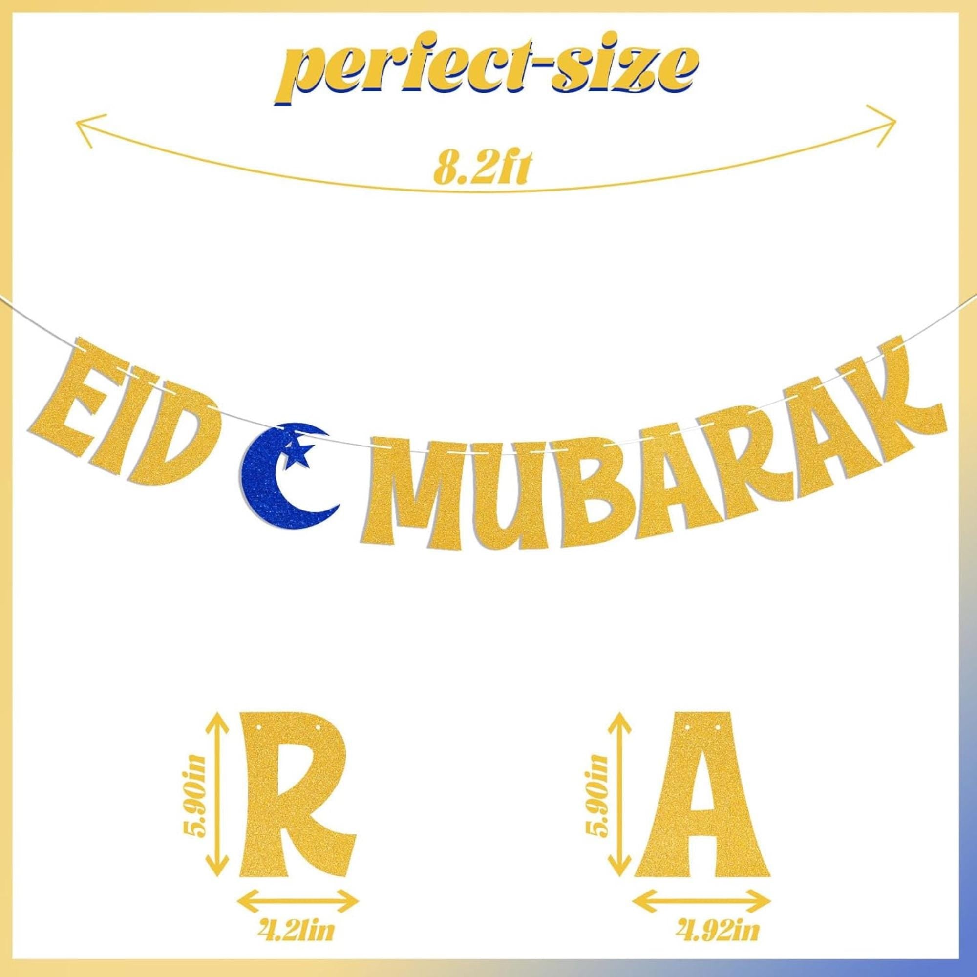 Gold Eid Mubarak Banner | Hajj Umrah Islamic Party Decorations