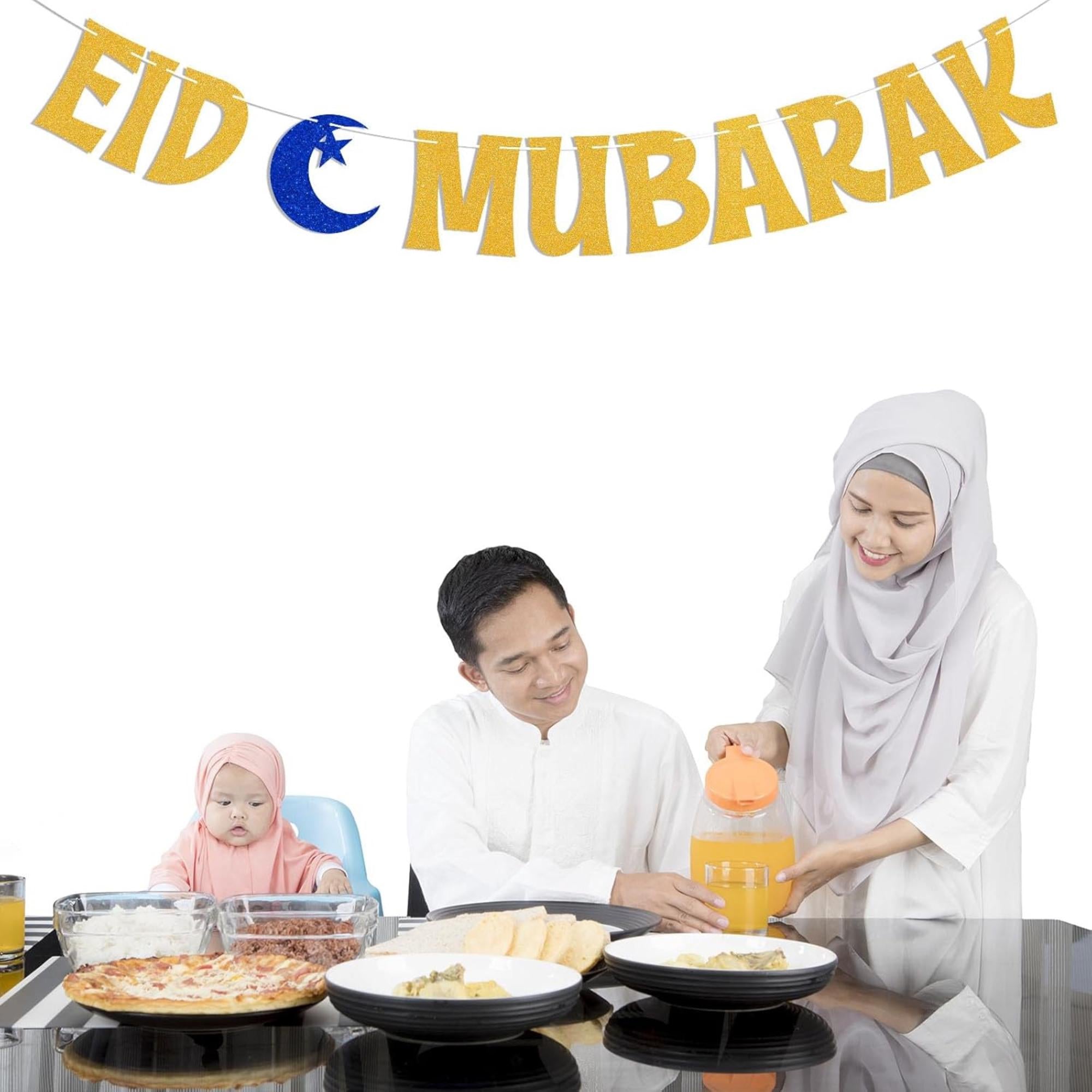Gold Eid Mubarak Banner | Hajj Umrah Islamic Party Decorations
