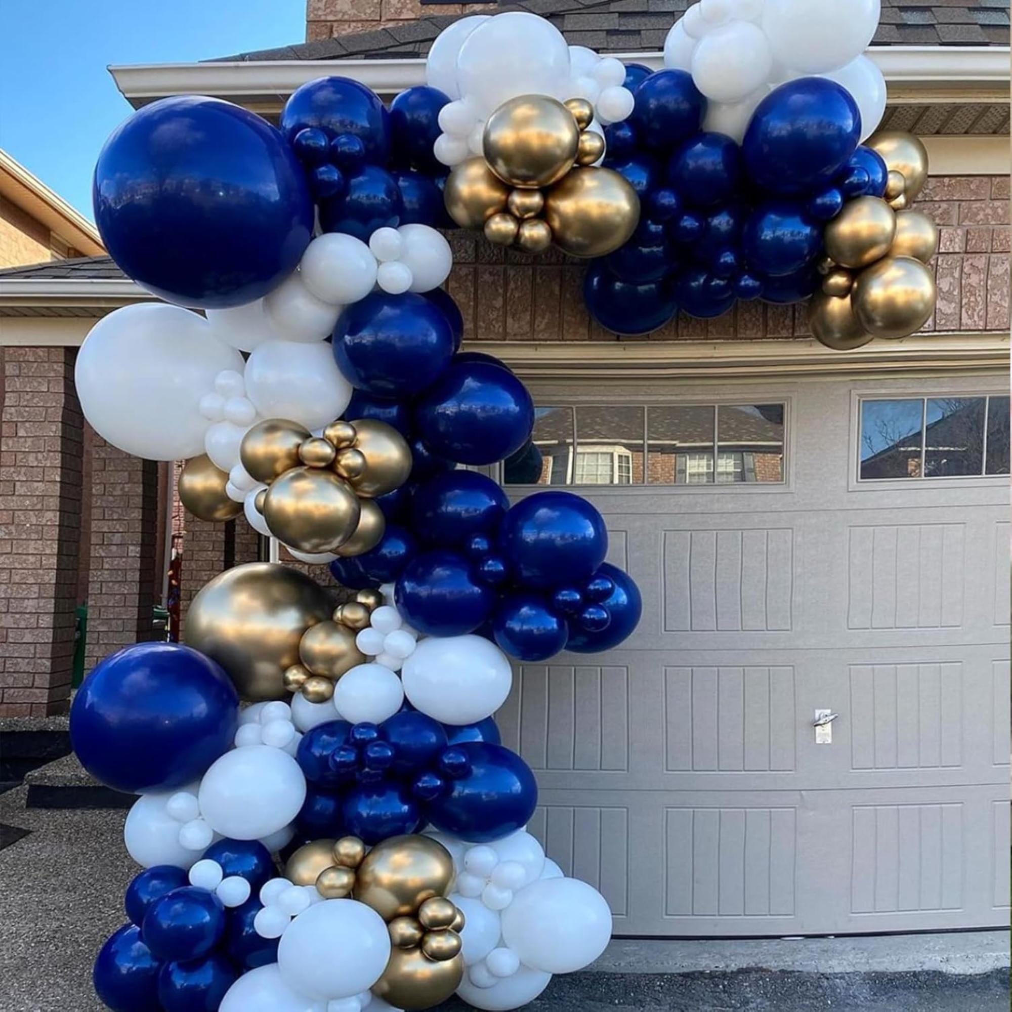 Blue Gold Balloon Arch Kit | Navy White Party Garland | Eid ul Adha Decor