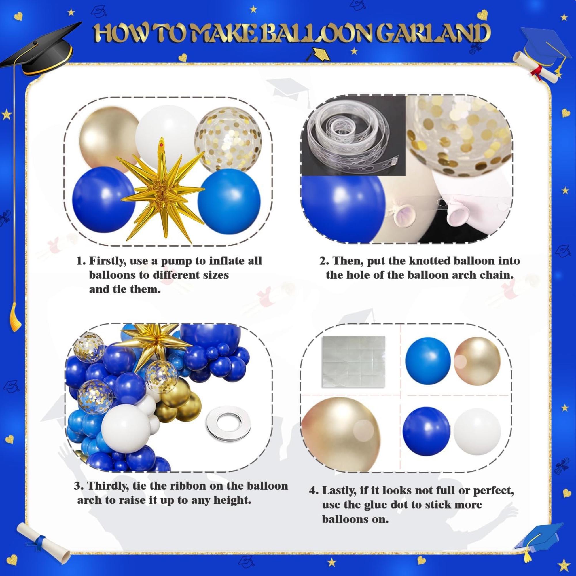Eid Ul Adha Balloon Arch Kit | Blue, White, Gold Party Backdrop Decor