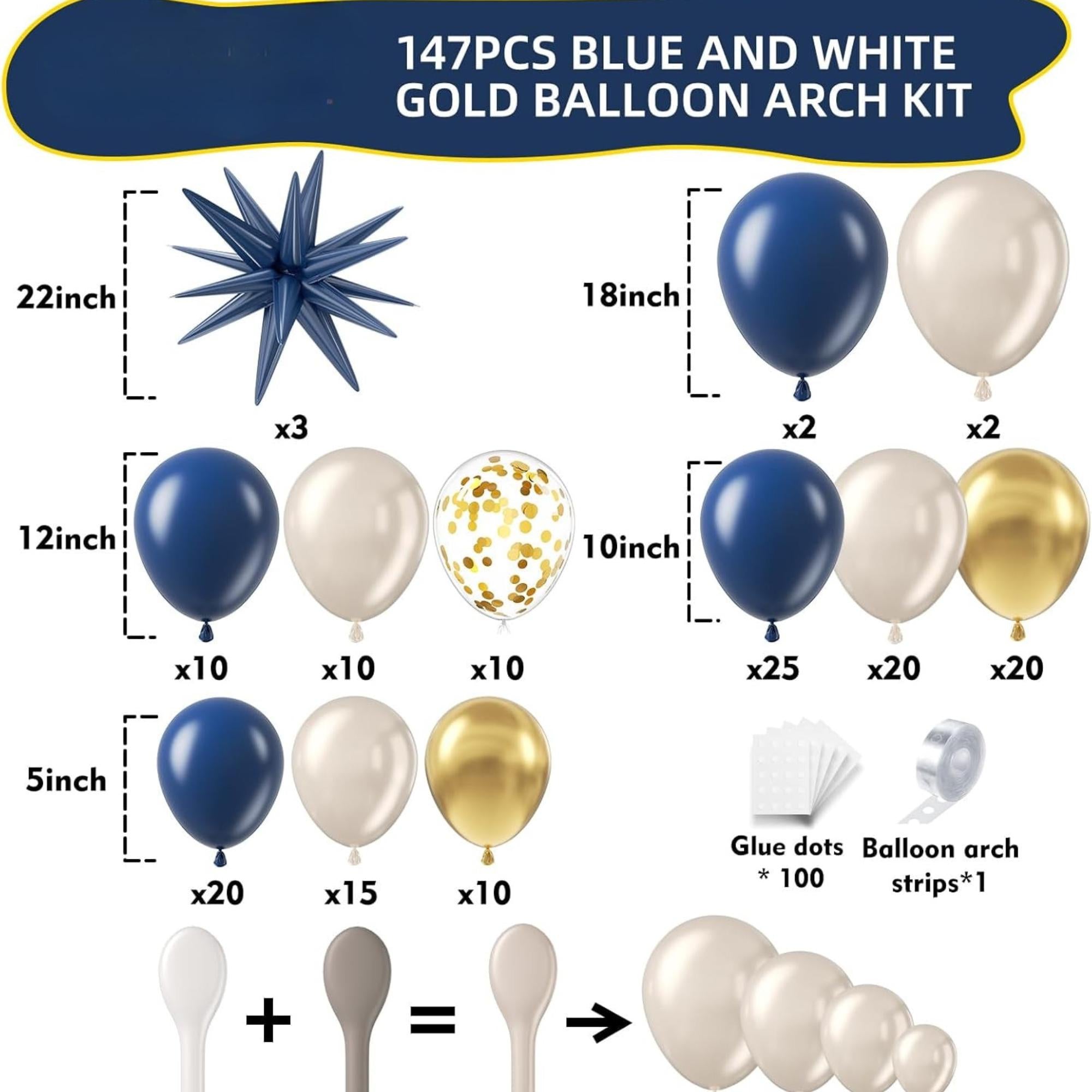 Eid Ul Adha Balloon Arch Kit | Royal Blue, Gold, White Party Garland Decor