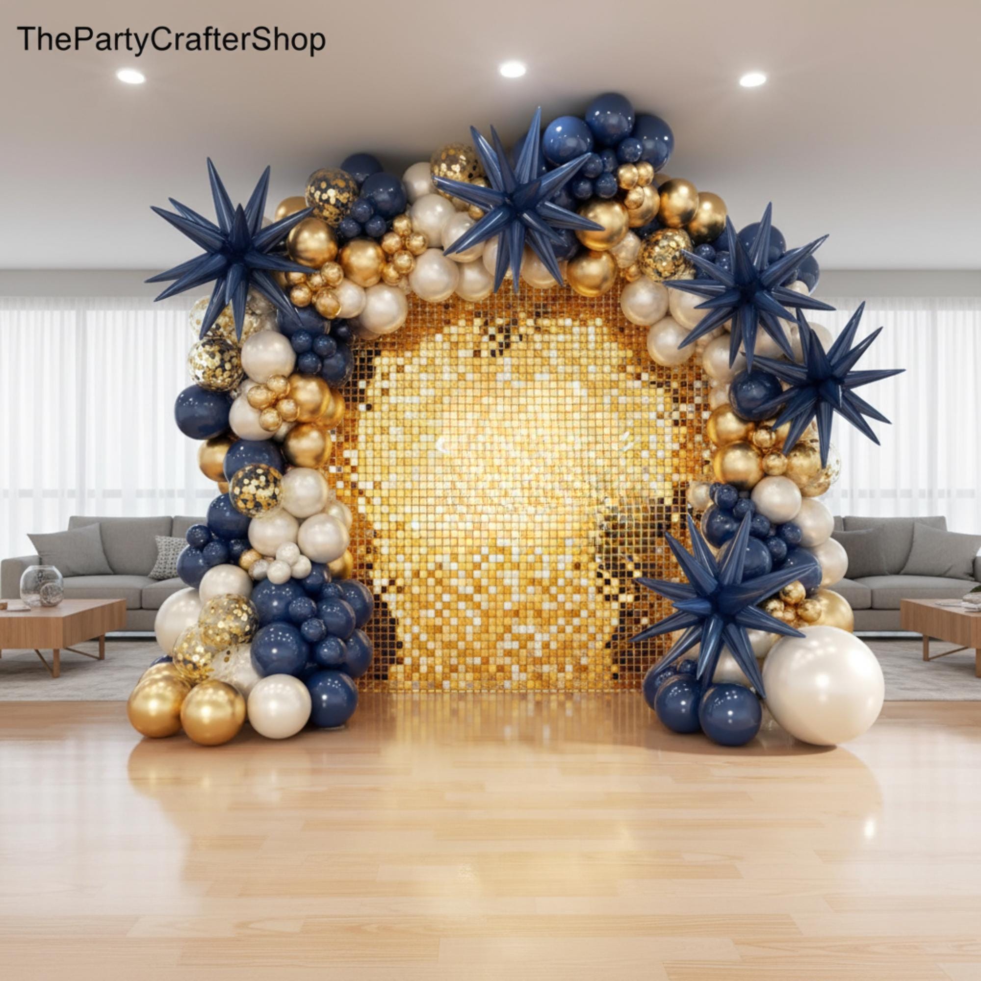 Eid Ul Adha Balloon Arch Kit | Royal Blue, Gold, White Party Garland Decor
