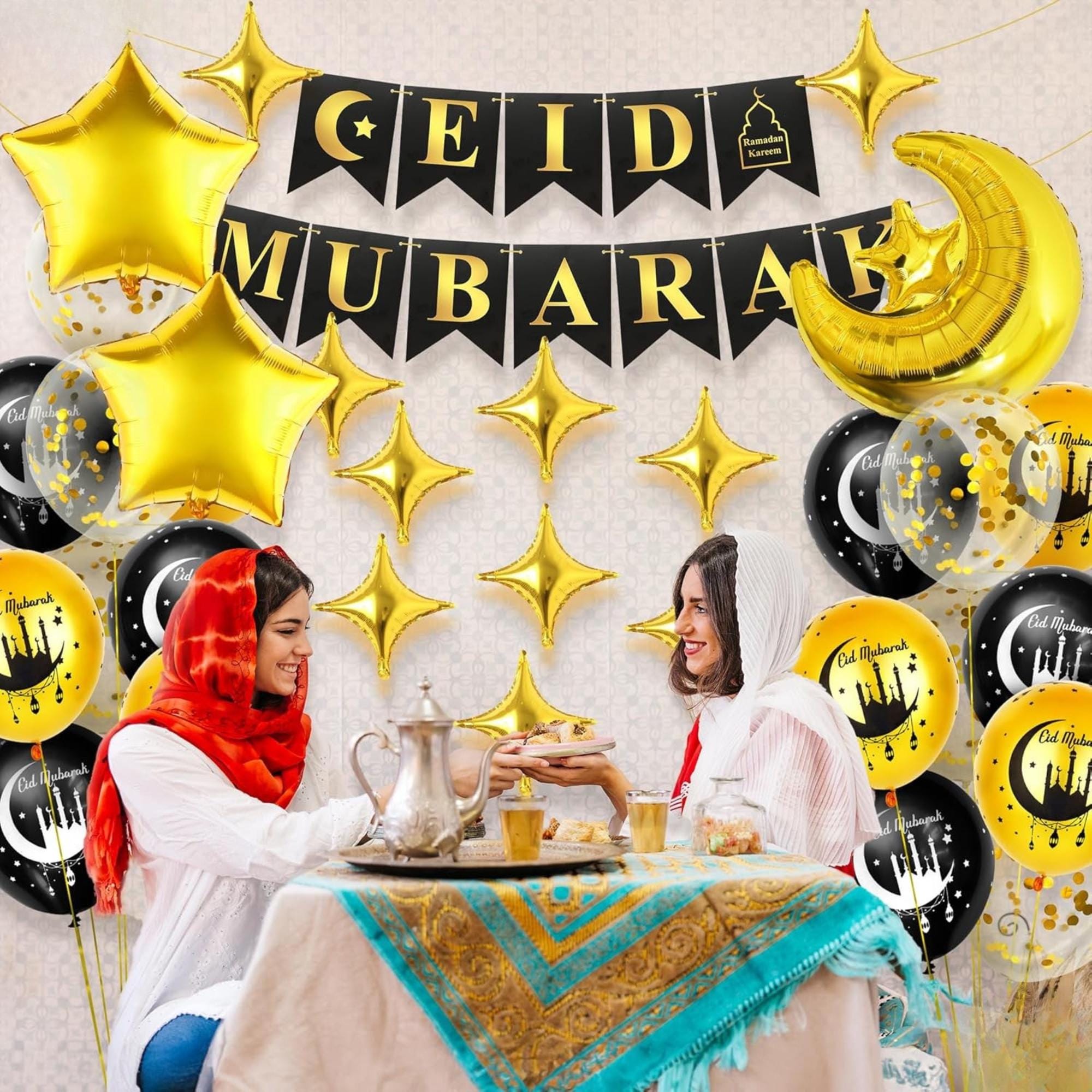 Eid Mubarak Balloon Banner Set Islamic Home Party Decorations