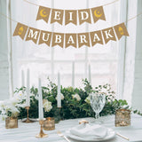 Jute Burlap Eid Mubarak Banner Rustic Islamic Fireplace Decorations