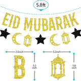 Gold Black Eid Mubarak Banner Islamic Eid Al Adha Party Decorations