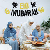 Gold Black Eid Mubarak Islamic Party Banner Decorations